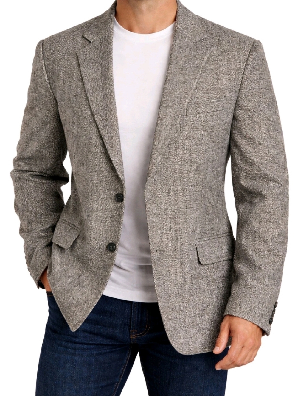 Barrington Men 2XL Blk/ Wht 100% Silk Tweed Blazer Sport Coat Jacket Holiday Y2k